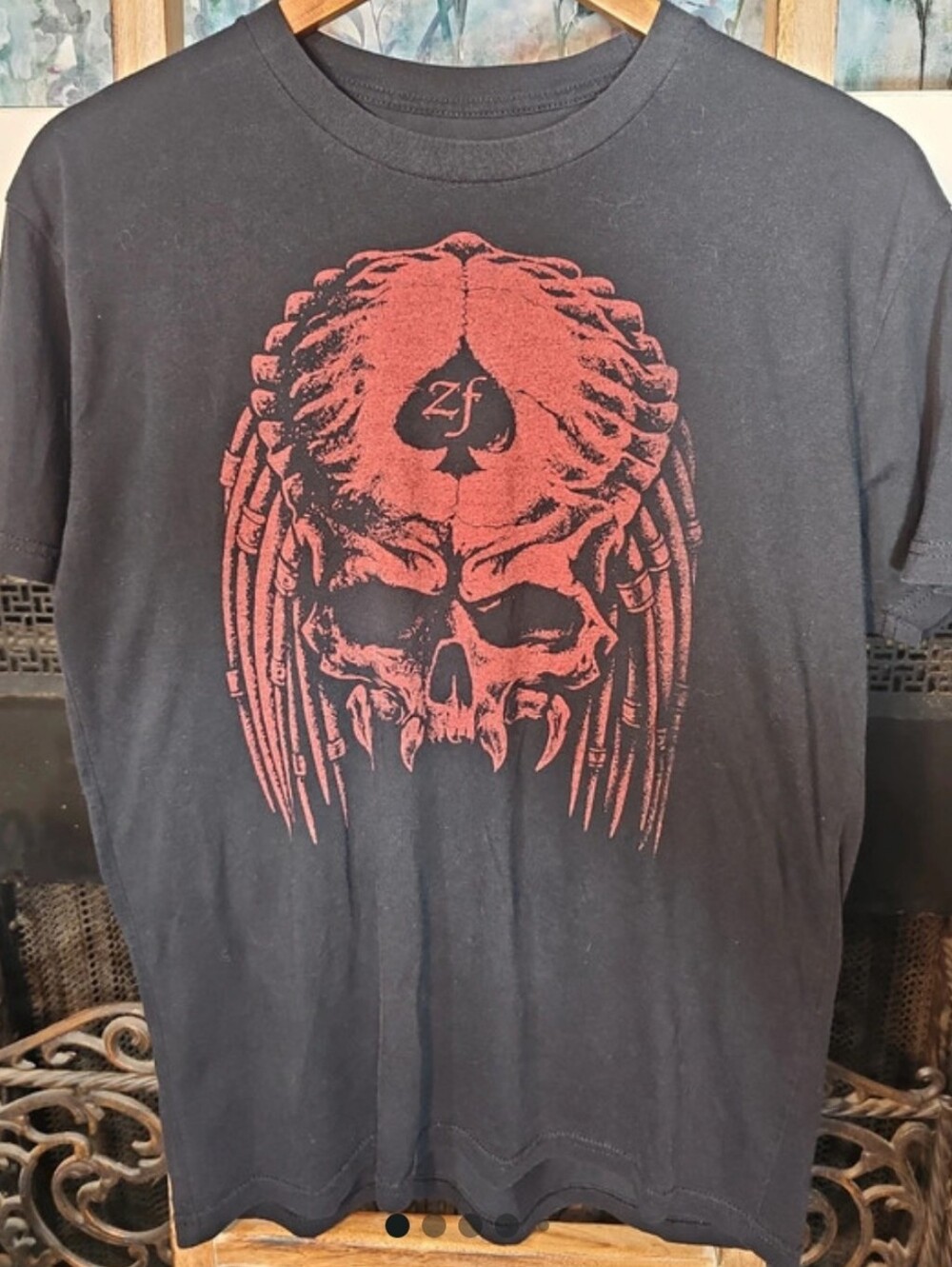 Wash with Souls Black Graphic Skull Tee with Red Print Short Sleeve Tee